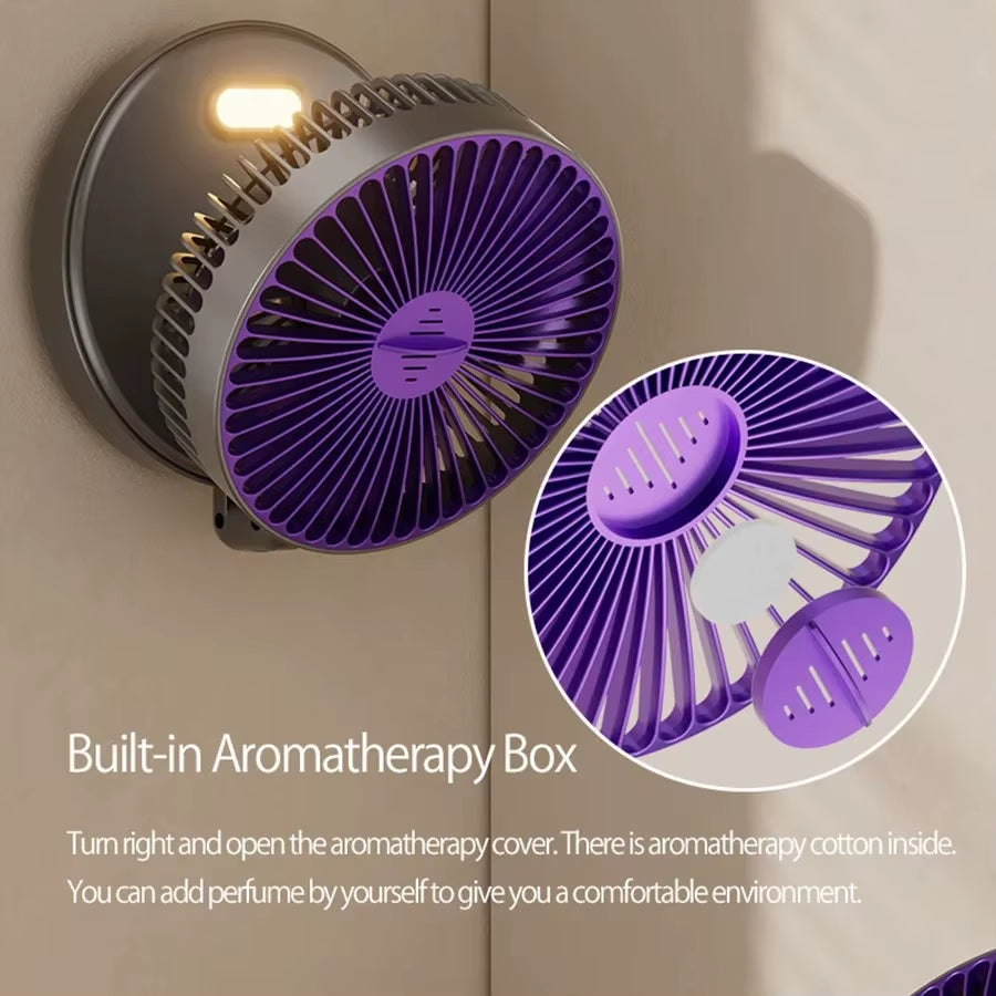 Air Circulation Fan Foldable Fan Wall Mounted Fan Ceiling Fan Air Circulation Fan with LED Light USB Plug-In(No Battery)