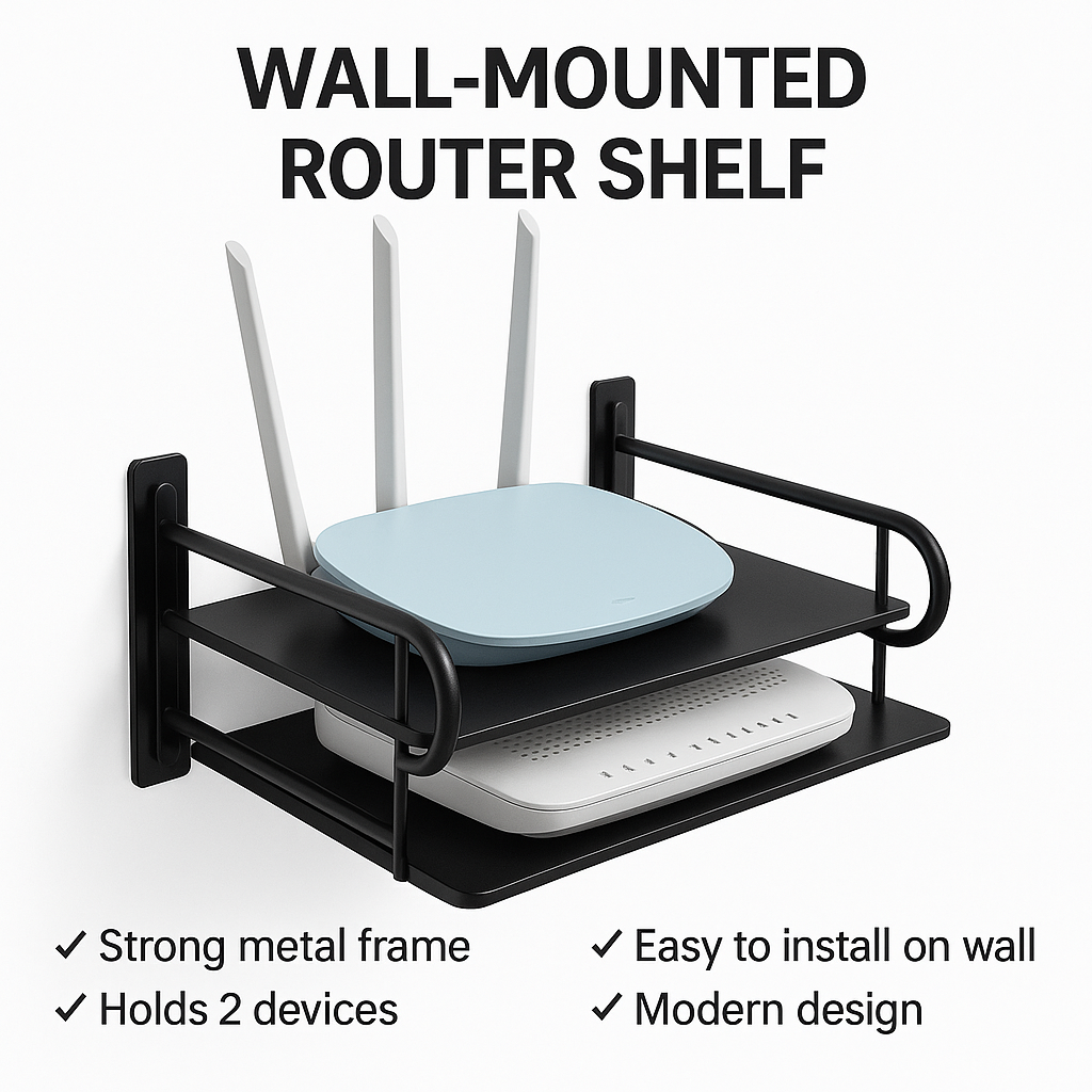 Wall-Mounted Router Shelf – Dual Layer